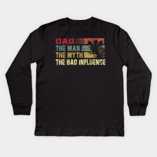 Mens Uncle the Man the Myth the Bad Influence Vintage Cat Father's Day Gift Dad Kids Long Sleeve T-Shirt